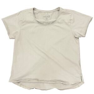 Carbon2Cobalt Organic Cotton Raw Hem Tee Cream Tan Hi Low Crewneck Short Sleeve